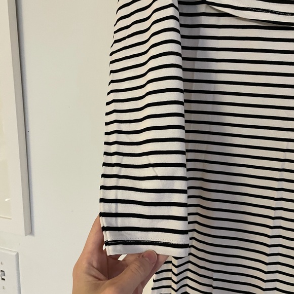 ASOS black & white stripped off the shoulder dress - Picture 3 of 6